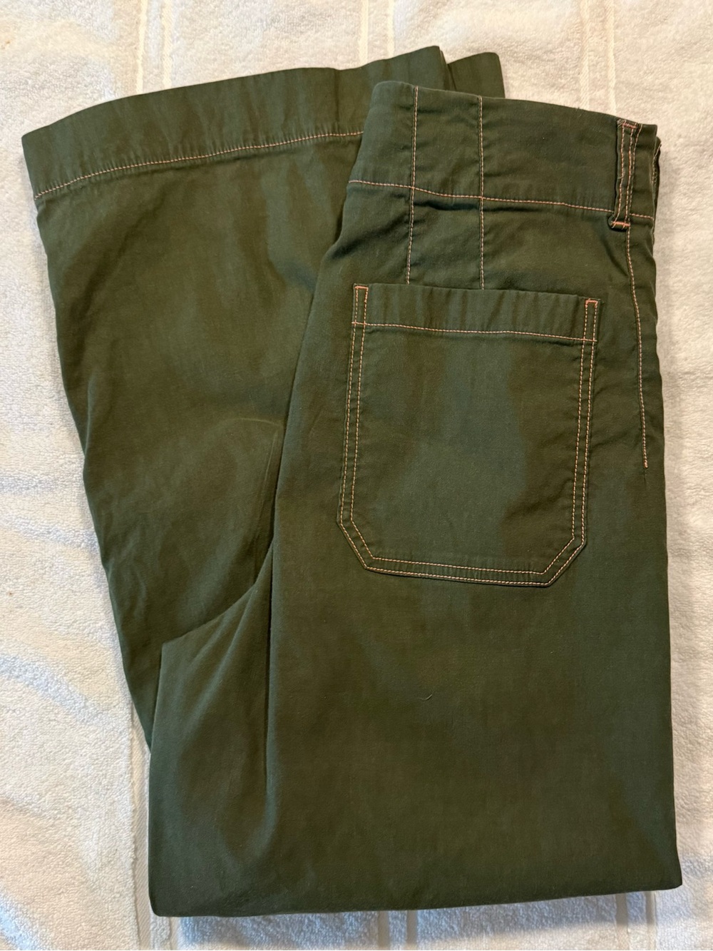 Anthropologie Maeve Green Colette Crop Wide Leg Pants Contrast Stitch Women 30 - Picture 11 of 12